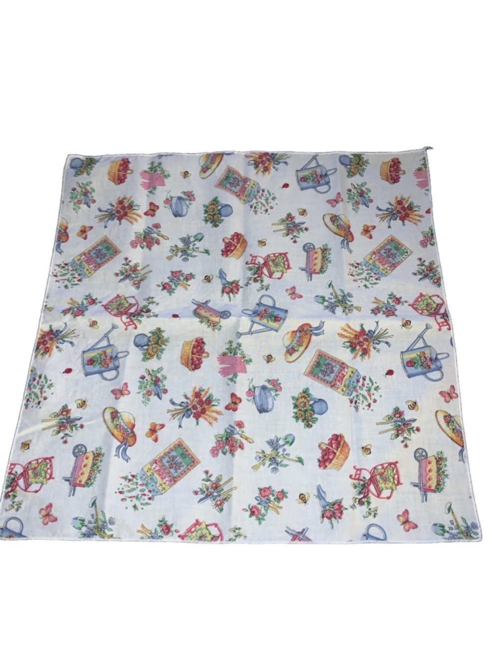 Garden party cloth Napkins 16x16 set of four White Multi-color